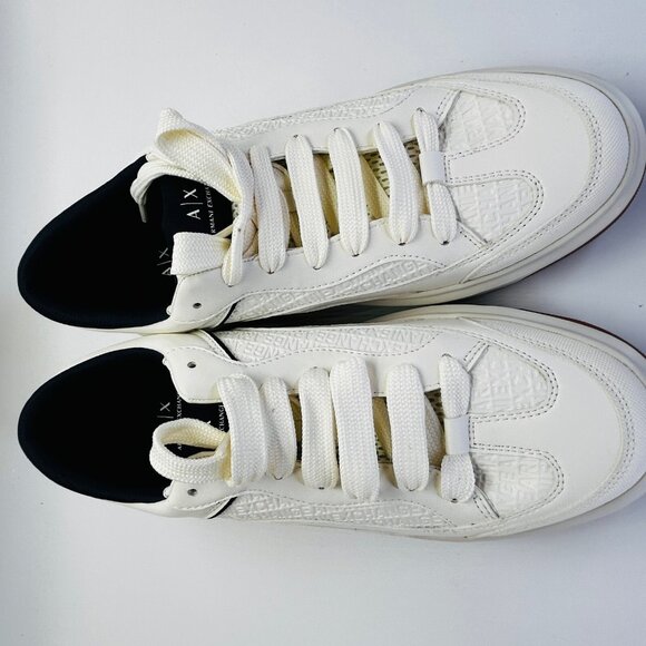 AX Armani Exchange Sneakers with Logo Mens Size 12 Off White Navy Casual Shoe - Picture 5 of 14